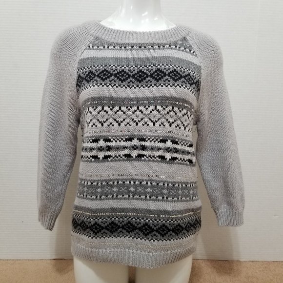 Old Navy sweater Large fair isle pullover sequin embellished knit holiday - Picture 1 of 13